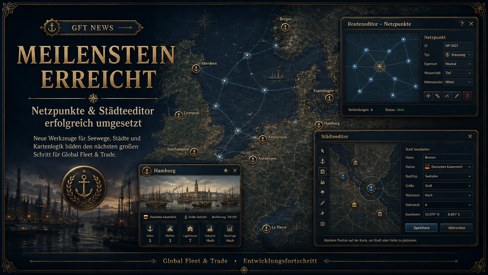 Map editor expanded: improved management of cities, sea routes and routes